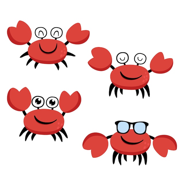 Vector collectie grappig lachende krab