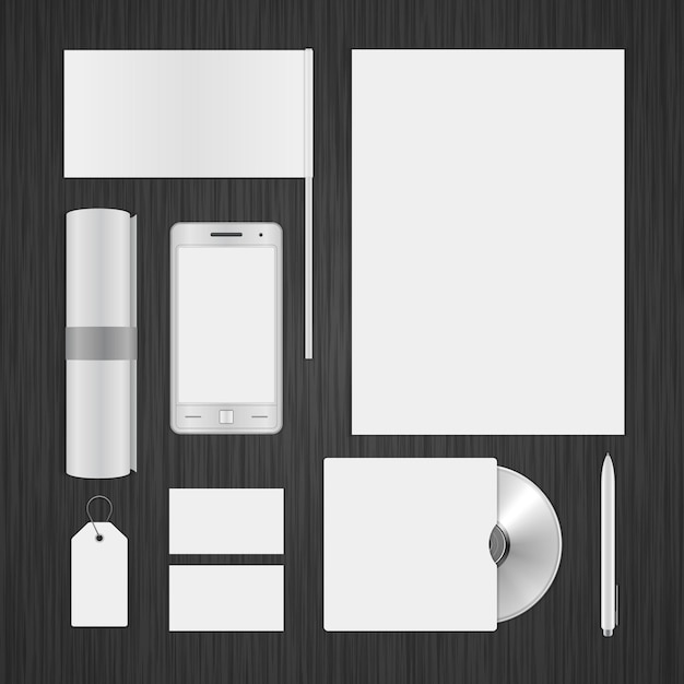 Collectie huisstijl briefpapier realistische 3d witte lege sjabloon vectorillustratie