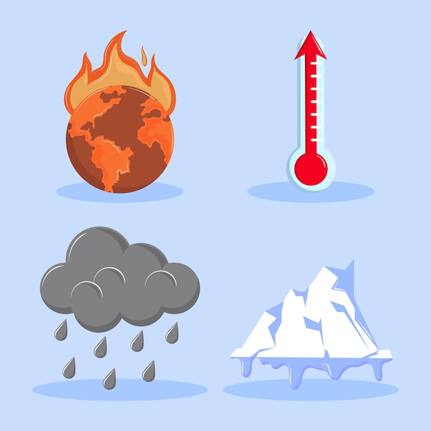 Collectie iconen opwarming van de aarde