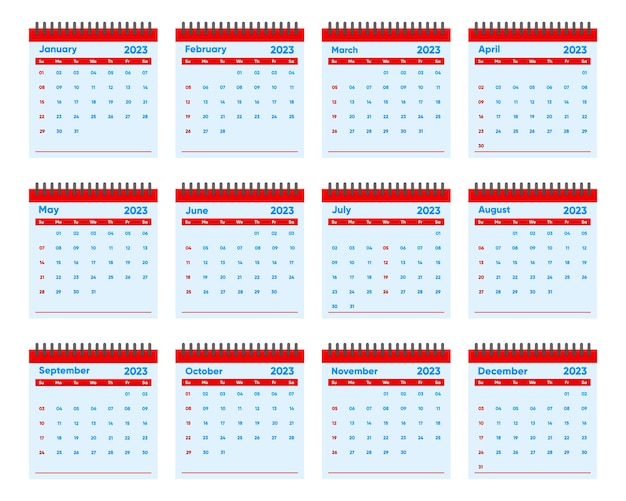 Collectie Kalenders 2023 jaar eenvoudig minimaal ontwerp Wandkalender 2023 jaar Set van 12 kalenders