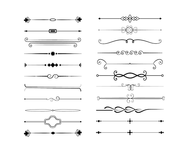 Collectie kalligraafische sierelementen