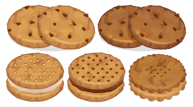 Vector collectie koekjes en koekjes rond zoet lekker