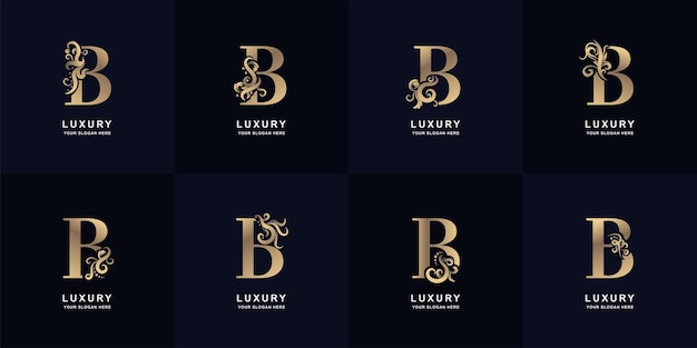 Collectie letter B-logo met luxe ornamentontwerp