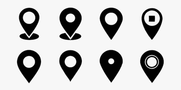Collectie locatie-iconen op witte achtergrond