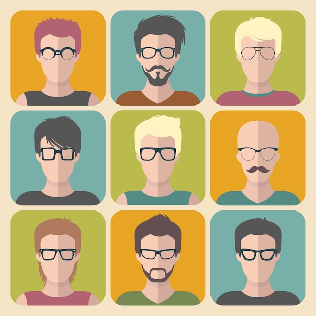 Vector collectie mannen met bril