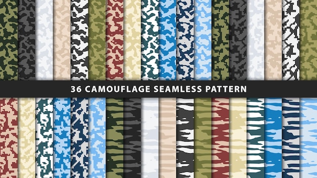 Collectie militair en leger camouflage naadloos patroon