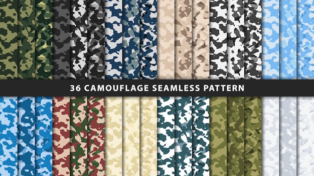 Collectie militair en leger camouflage naadloos patroon