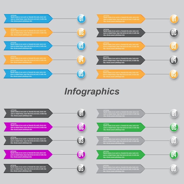 Collectie moderne ontwerpsjabloon, infographics met stappen en opties