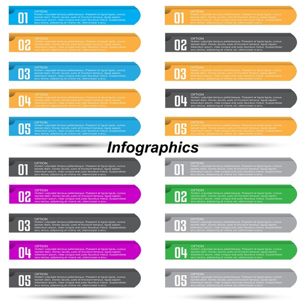 Collectie moderne ontwerpsjabloon, infographics met stappen en opties