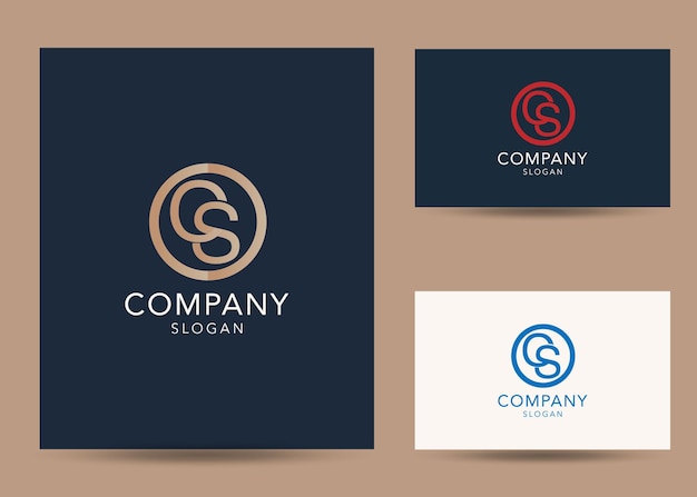 Collectie monogram initialen cs logo ontwerpsjabloon