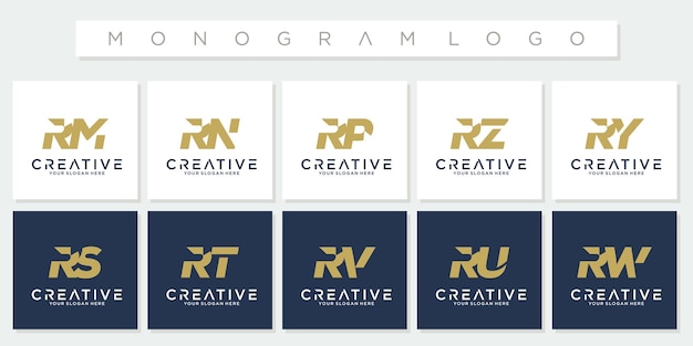 Collectie monogram initialen R logo-ontwerp
