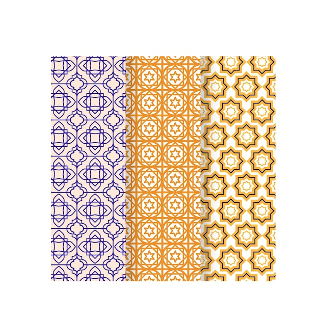 Collectie naadloze decoratieve luxe geometrische patronen gouden ontwerp Herhaalbare ornamentele ele