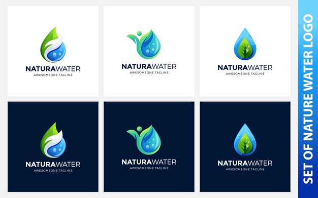collectie Natuur water logo ontwerp vectorillustratie