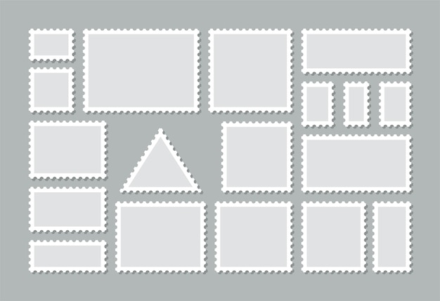 Collectie papieren postzegels lege postzegels set Postvormen grens Post perforated templates