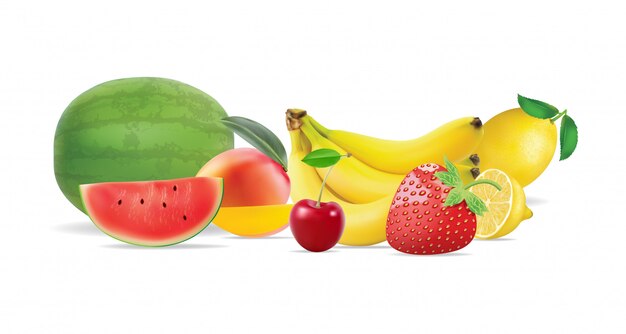 Vector collectie realistisch vers fruit