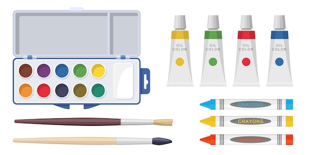 Collectie set tekenpapier aquarel pigment schilder pastel