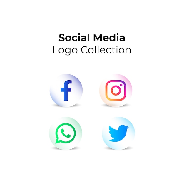 Collectie sociale media 3D-logo's