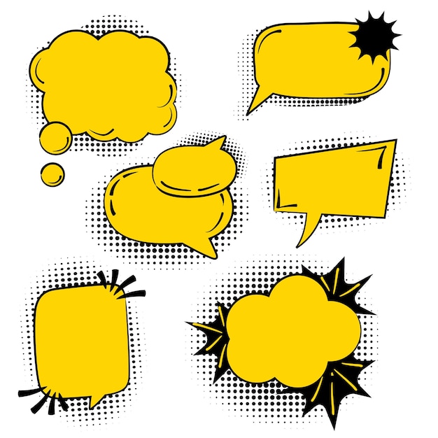 Collectie spraakbubbels met halftone schaduw pop art