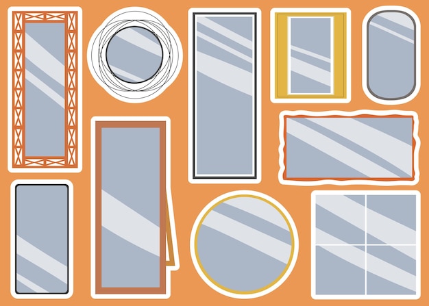 Vector collectie stickers met ronde en rechthoekige reflecterende oppervlakken