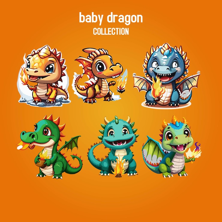 Vector collectie van baby dragon illustraties