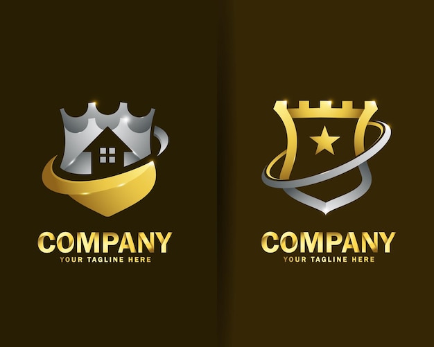 Collectie van castle shield logo ontwerpsjablonen