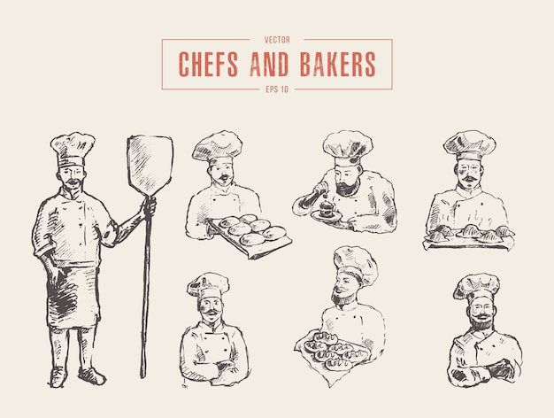 Collectie van chef-koks en bakkers