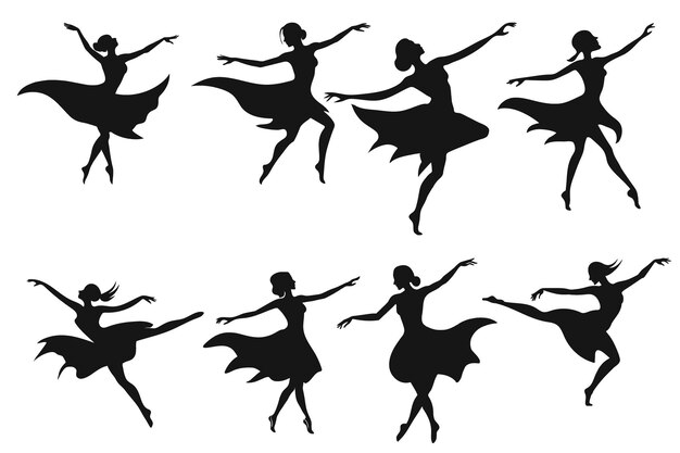 Collectie van dansende meisjes silhouet vector