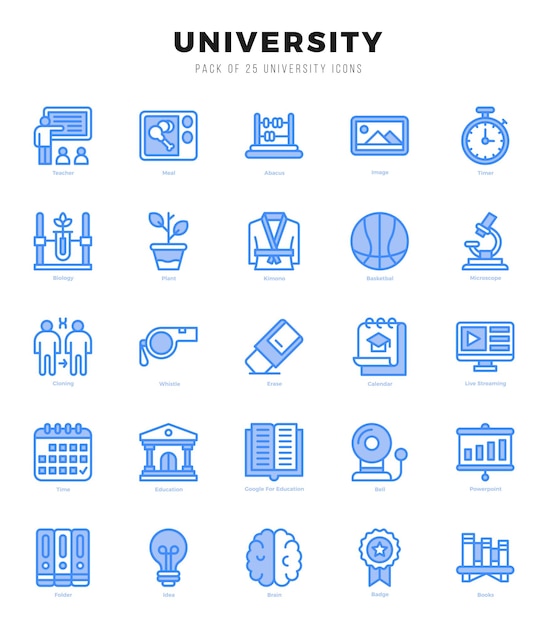 Collectie van de Universiteit 25 Twee Kleur Iconen Pack