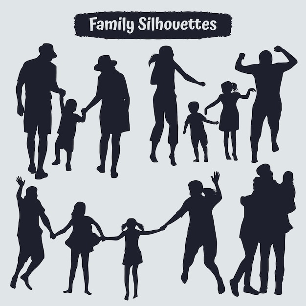 Collectie van familie silhouetten