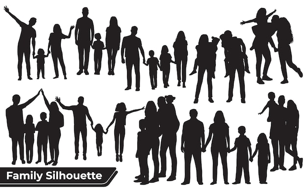 Collectie van familie silhouetten