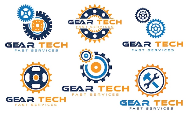 Collectie van Gear Service-logo, Gear tools logo vector ontwerpsjabloon, bedrijfslogo