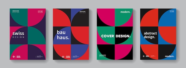 Collectie van geometrische covers. Abstract Bauhaus-patroon. Retro vormen samenstelling.