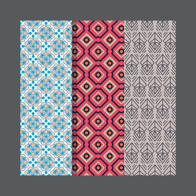 Collectie van gestreepte naadloze geometrische patronen