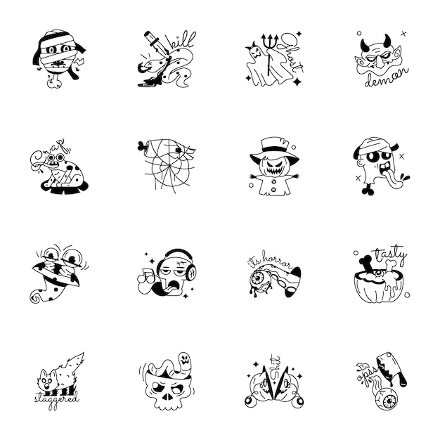 Collectie van Glyph Style Spooky Stickers