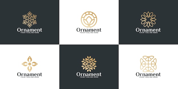 collectie van gouden geometrische ornamenten logo ontwerpen