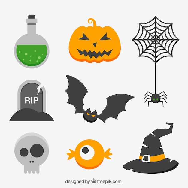 Collectie van halloween elementen in plat ontwerp