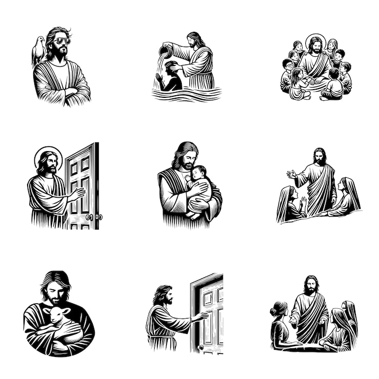 Vector collectie van jezus christus clipart design jezus zoon van god vector illustratie