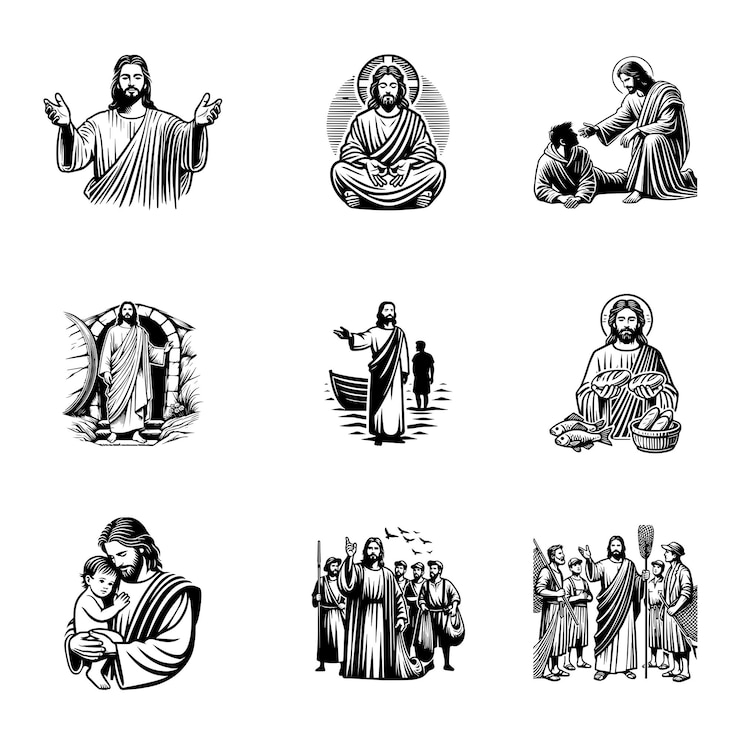 Vector collectie van jezus christus clipart design jezus zoon van god vector illustratie