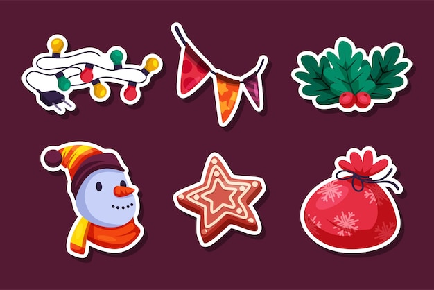 Collectie van kerstfestijnsticker