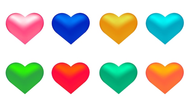 Collectie van kleurrijke 3D harten