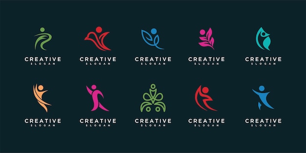 Collectie van kleurrijke mensen menselijke familie unie logo