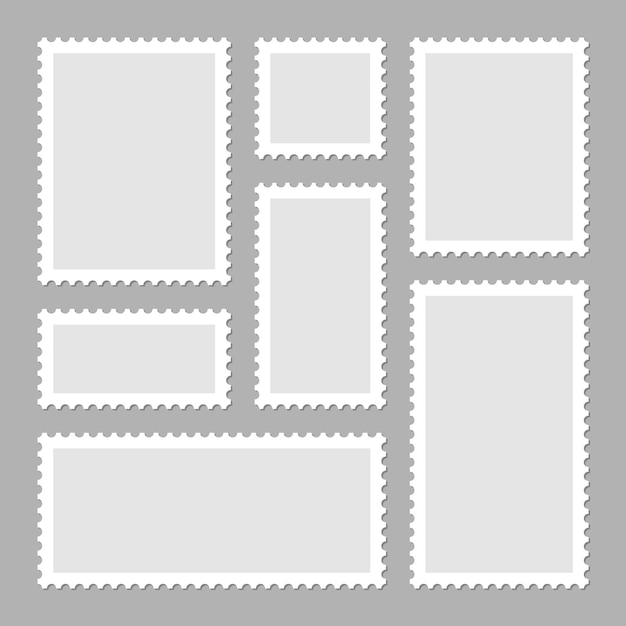 Collectie van lege postzegels Kleverige papieren postzegels Vectorillustratie