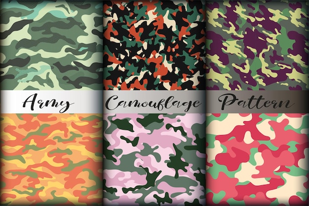 Collectie van leger en militair camouflagepatroon voor camo-achtergrond