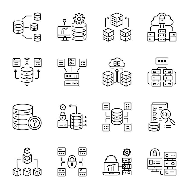Collectie van Linear Database Optimization Icons