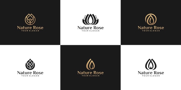 Collectie van logo's, natuurlijke rozen