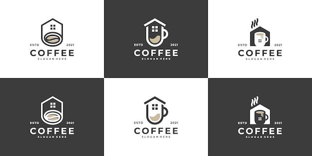 Collectie van Modern koffiehuis logo concept voor café koffie bedrijfsidee