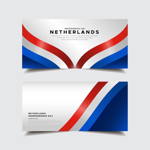 Collectie van nederland onafhankelijkheidsdag ontwerp banner holland onafhankelijkheidsdag met golvende vlag vector