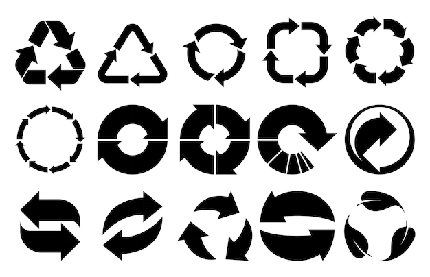 Collectie van Recycling iconen Afval Recycling symbool Hergebruik concept Vector illustratie