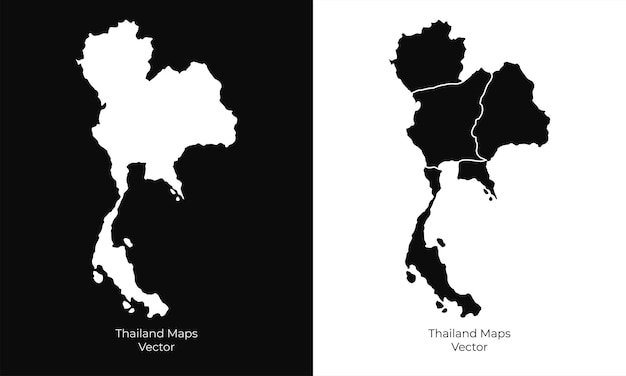 Collectie van silhouet Thailand kaarten ontwerp vector Silhouet Thailand kaarten vector