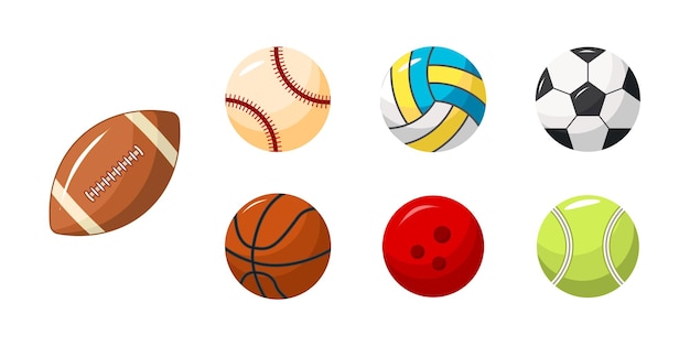 Collectie van sportballen, waaronder een voetbal, basketbal en tennisbal